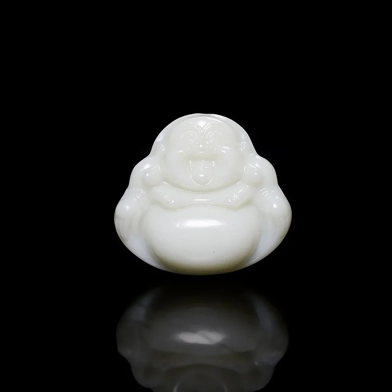 Hand-carve Jade Maitreya Buddha Necklace Pendant Fashion Jewelry Luck Gifts