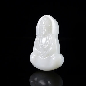 Hand-carve Jade Net Bottle Guanyin Buddha Necklace Pendant