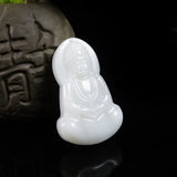 Hand-carve Jade Net Bottle Guanyin Buddha Necklace Pendant