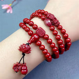 Hand-carved 108 Cinnabar Beads Bracelet Men Women Lucky