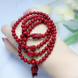 Hand-carved 108 Cinnabar Beads Bracelet Men Women Lucky