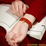 Hand-Carved 108 Cinnabar Beads Bracelet Lucky