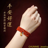 Hand-Carved 108 Cinnabar Beads Bracelet Lucky