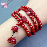 Hand-carved 108 Cinnabar Beads Bracelet Men Women Lucky