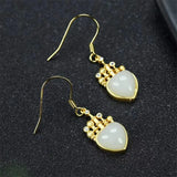 925 Silver Gufajin Jade Castle Earrings Studs Women