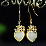 925 Silver Gufajin Jade Castle Earrings Studs Women