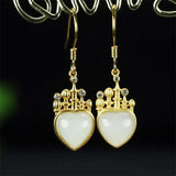 925 Silver Gufajin Jade Castle Earrings Studs Women