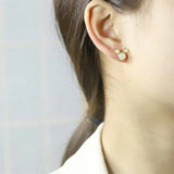 925 Silver Gufajin Inlaid Jade Mickey Earrings Studs for Women