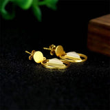 925 Silver Gufajin Inlaid Jade Round Shape Earrings Studs Jewelry Women Luck