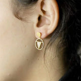 925 Silver Gufajin Inlaid Jade Round Shape Earrings Studs Jewelry Women Luck