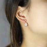 925 Silver Gufajin White Jade Water Droplets Earrings