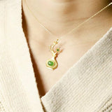 Hand-carved Chalcedony Gufajin Inlay Jade Plum Vase Necklace Pendant