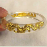 Natural Hand-carved Crystal Dragon Phoenix Bangle Jewelry Men Women Luck