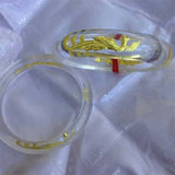 Natural Crystal Inlaid Plum Bangle 60-62mm Men Women Luck