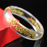 Natural Crystal Inlaid Plum Bangle 60-62mm Men Women Luck