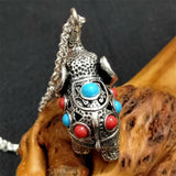 Hand-carved Elephant Necklace Pendant Men Women Luck