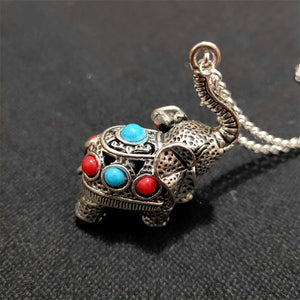 Hand-carved Elephant Necklace Pendant Men Women Luck