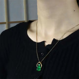 Hand-carved 24k Inlay Jade Gourd Necklace Pendant