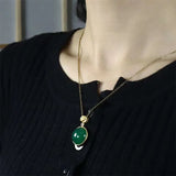 Hand-carved 24k Inlay Jade Round Necklace Pendant