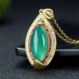 Hand-carved 24k Jade Water Droplets Necklace Pendant