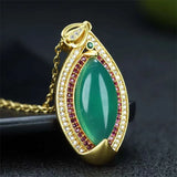 Hand-carved 24k Jade Water Droplets Necklace Pendant