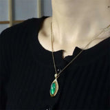Hand-carved 24k Jade Water Droplets Necklace Pendant
