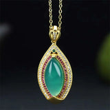 Hand-carved 24k Jade Water Droplets Necklace Pendant