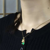 Hand-carved 24k Inlay Jade Zodiac Ox Necklace Pendant