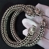 Natural Hand-carved Ibetan Silver Dragon Bracelet