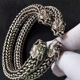 Natural Hand-carved Ibetan Silver Dragon Bracelet