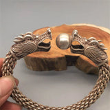 Ibetan Silver Dragon Head Bracelet Men Women Luck