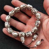 Hand-carved Tibetan Silver Shakyamuni Bracelet Men Women Luck