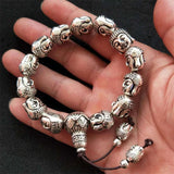Hand-carved Tibetan Silver Shakyamuni Bracelet Men Women Luck
