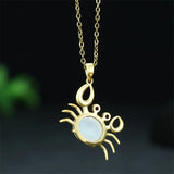 Hand-carved Inlay Copper Plated 24k Crab Necklace Pendant Jewelry Men Women