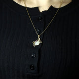 Hand-carved Inlay Copper Plated 24k Crab Necklace Pendant Jewelry Men Women