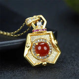 Hand-carved Inlay Copper Plated 24k Red Sachet Necklace Pendant