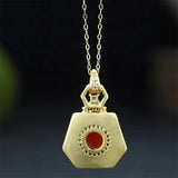 Hand-carved Inlay Copper Plated 24k Red Sachet Necklace Pendant