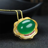 Hand-carved Jade Green Chalcedony Necklace Pendant