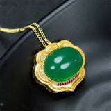Hand-carved Jade Green Chalcedony Necklace Pendant