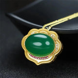 Hand-carved Jade Green Chalcedony Necklace Pendant