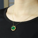 Hand-carved Jade Green Chalcedony Necklace Pendant