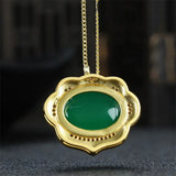 Hand-carved Jade Green Chalcedony Necklace Pendant