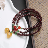 Hand-carved Jade Garnet Bracelet Men Women Lucky