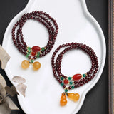 Hand-carved Jade Garnet Bracelet Men Women Lucky