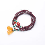 Hand-carved Jade Garnet Bracelet Men Women Lucky