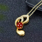 Hand-carved Jade Inlay 24k Orchid Necklace Pendant Jewelry Men Women Luck
