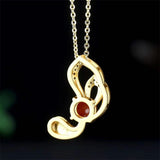 Hand-carved Jade Inlay 24k Orchid Necklace Pendant Jewelry Men Women Luck