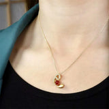 Hand-carved Jade Inlay 24k Orchid Necklace Pendant Jewelry Men Women Luck