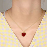 Hand-carved Jade 24k Red Heart Necklace Pendant Jewelry Men Women