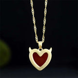 Hand-carved Jade 24k Red Heart Necklace Pendant Jewelry Men Women